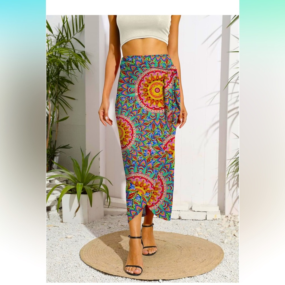 Skirt High Waist Wrap Long Skirt for Women Slim Boho only wore it once to Cancun